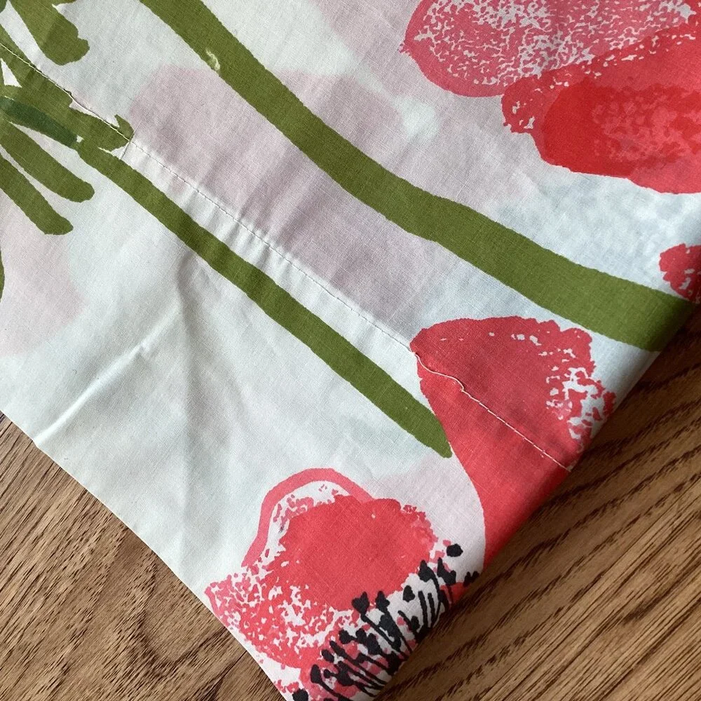 VTG Vera Collection Burlington Full Flat Sheet Floral Anemone Poppies Retro MCM